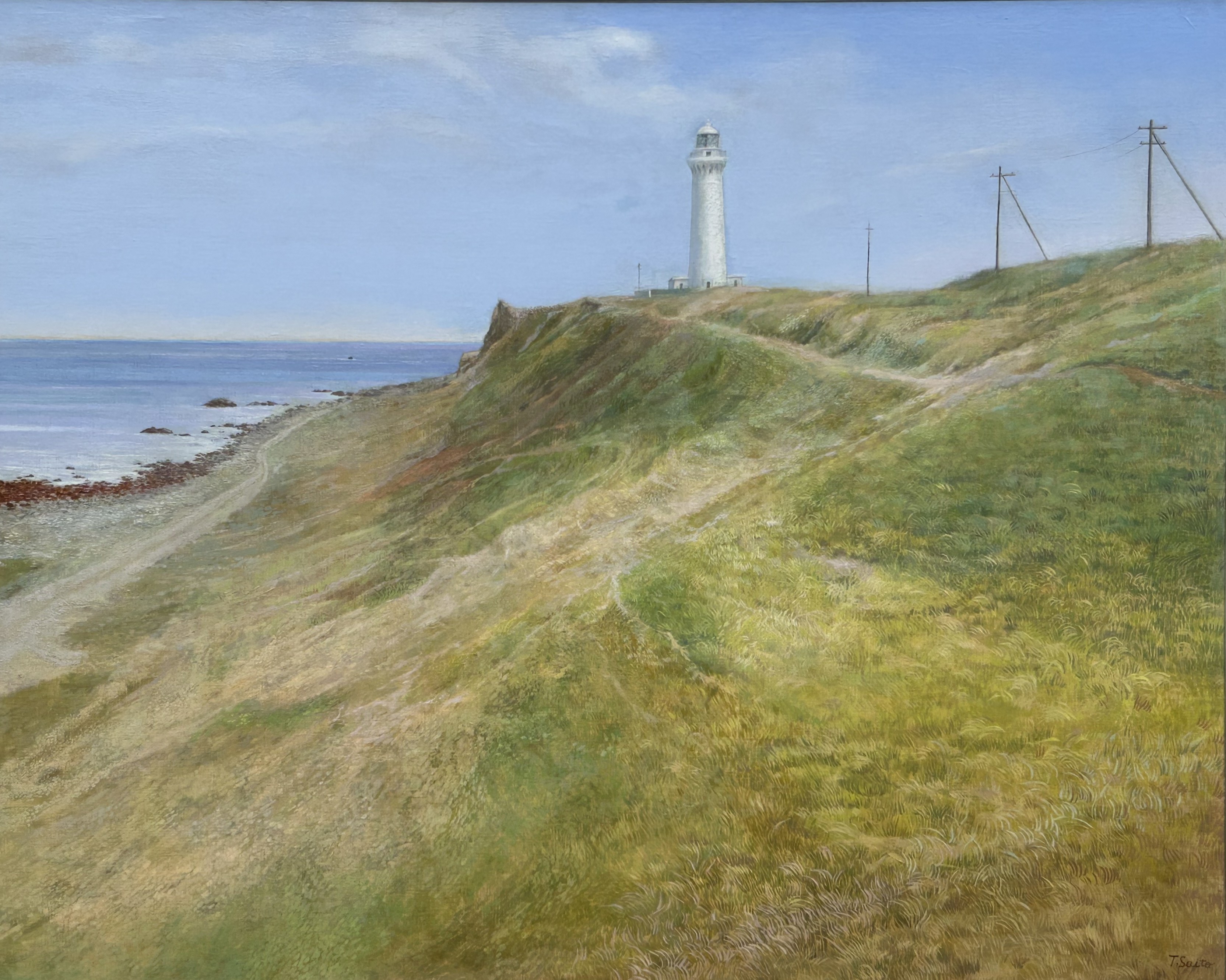 深浦町美術館2026年の企画展Ⅰ「海景　齋藤利信（さいとうとしのぶ）油絵展」に展示される代表的な作品の画像。作品名は「岬」。